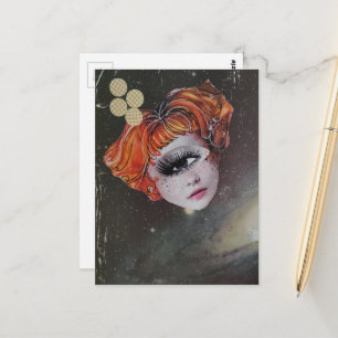 Ein Gesicht mit einem Auge Weltraum Mixed-Media-Co Postkarte