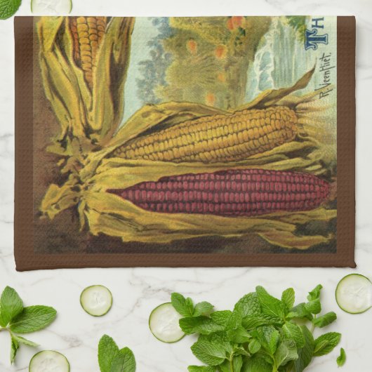 Ein gesunder Erntedank; Indischer Mais und Hystack Geschirrtuch (Gefaltet)