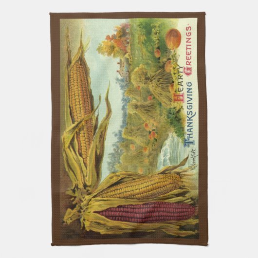 Ein gesunder Erntedank; Indischer Mais und Hystack Geschirrtuch (Vertikal)