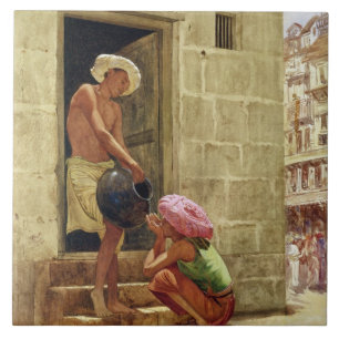 Ein Getränk auf der Weise, 1876 (w/c auf Papier) Fliese