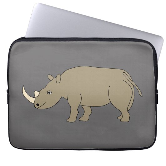 Ein gezeichnetes Nashorn. Laptopschutzhülle (Vorderseite)