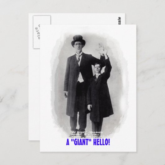 EIN "GIANT" HELLO! POSTCARD FINN CIRCUS GIANT! POSTKARTE (Vorne/Hinten)