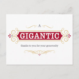 Ein gigantischer Dank für Ihre Großzügigkeit Postkarte