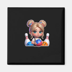 Ein Girl-Bowling-Sportsticker Magnet