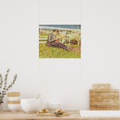 Ein Girl Knitting, 1888 (Öl auf Leinwand) Poster (Küche)