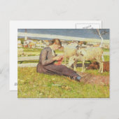 Ein Girl Knitting, 1888 (Öl auf Leinwand) Postkarte (Vorne/Hinten)