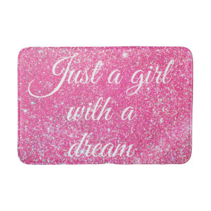 EIN GIRL MIT DREAM-Saum-Hot-Pink-Glitzer Badematte