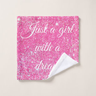 EIN GIRL MIT DREAM-Saum-Hot-Pink-Glitzer Waschlappen
