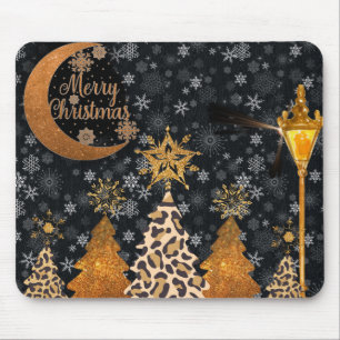 Ein glamouröser wilder Leopard-Weihnachten Mousepad