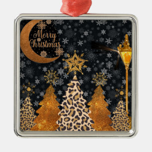 Ein glamouröser wilder Leopard-Weihnachten Ornament Aus Metall