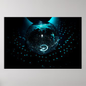 Ein glänzender Disco-Ball hängt auf schwarzem Hint Poster (Vorne)