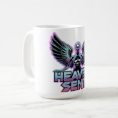 Ein glänzender, metallischer Engel mit Flügeln, Y2 Kaffeetasse (Vorderseite Links)