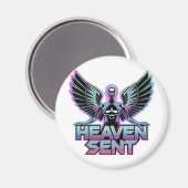 Ein glänzender, metallischer Engel mit Flügeln, Y2 Magnet (Vorderseite/Rückseite)