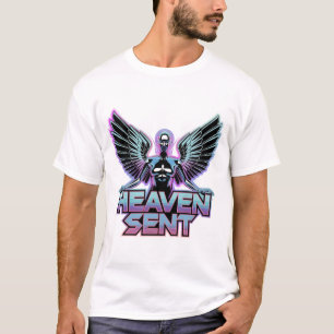 Ein glänzender, metallischer Engel mit Flügeln, Y2 T-Shirt