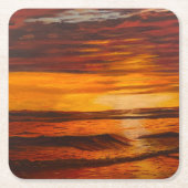 Ein glänzender orangefarbener Sonnenuntergang, dur Rechteckiger Pappuntersetzer (Vorderseite)