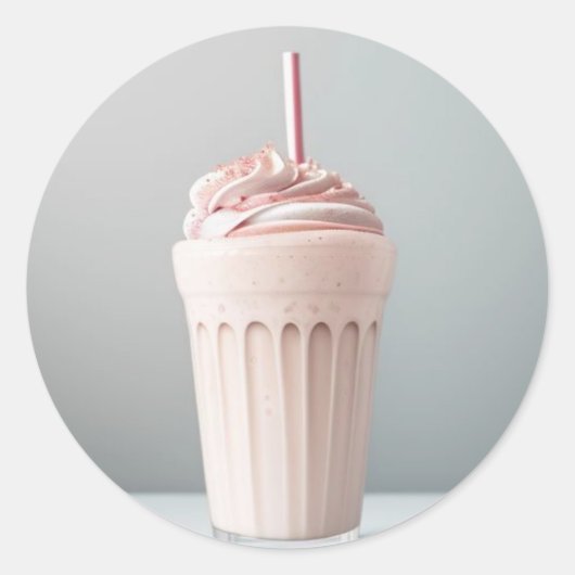 Ein Glas Erdbeermilch Runder Aufkleber (Vorderseite)
