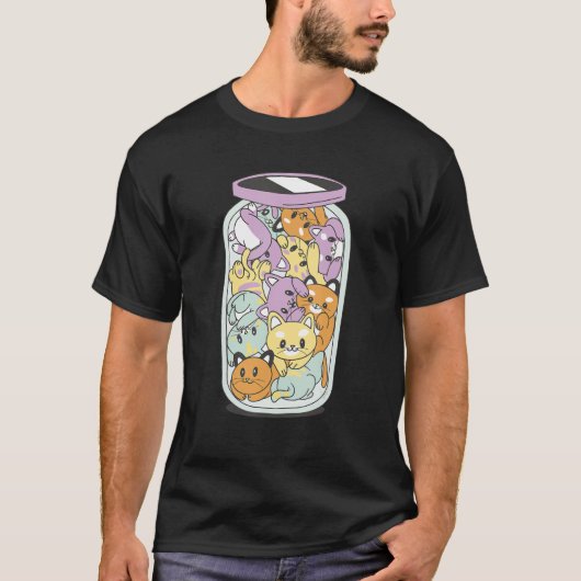 Ein Glas Glück Jar voller Katzen Katzendesign T-Shirt (Vorderseite)