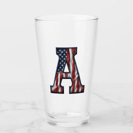 Ein Glas mit einem Motiv aus amerikanischer Flagge