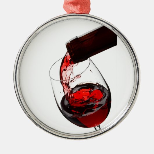 Ein Glas Rotwein Silbernes Ornament (Vorne)