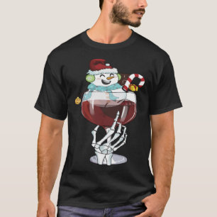 Ein Glas Rotwein Weihnachtsmannmütze Schneemann We T-Shirt