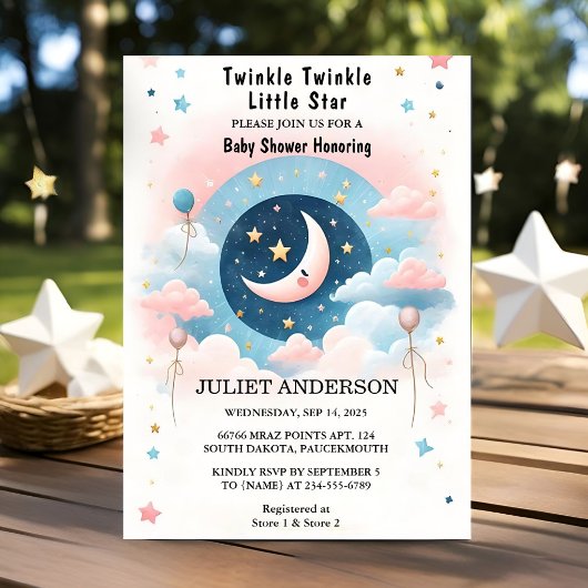 Ein Glitzer Twinkle Twinkle Little Star Baby Dusch Einladung