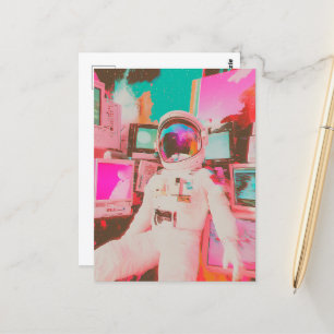 Ein glitzernder Astronaut in meist pinken und Blue Postkarte