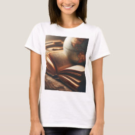ein Globus steht auf einem Buch T-Shirt