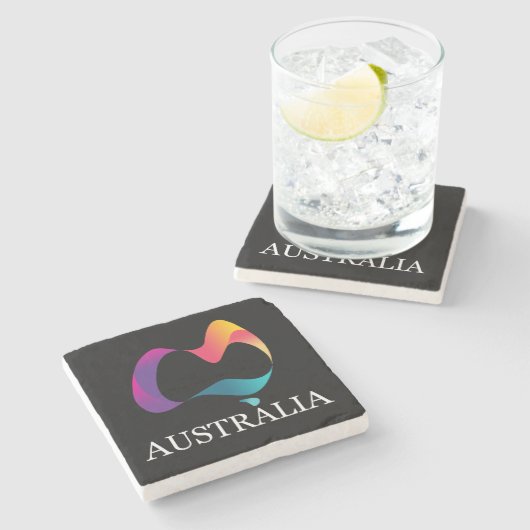 Ein glücklicher Australientag Steinuntersetzer (Seitenansicht)