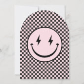 Ein glücklicher Babe Retro Rosa ersten Geburtstag Einladung (Rückseite)