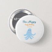 Ein glücklicher blauer Oktopus unter dem Meeresgeb Button (Vorne & Hinten)