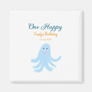 Ein glücklicher blauer Oktopus unter dem Meeresgeb Magnet