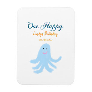 Ein glücklicher blauer Oktopus unter dem Meeresgeb Magnet