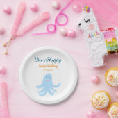 Ein glücklicher blauer Oktopus unter dem Meeresgeb Pappteller (Party)
