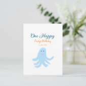 Ein glücklicher blauer Oktopus unter dem Meeresgeb Postkarte (Stehend Vorderseite)