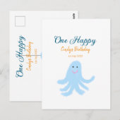 Ein glücklicher blauer Oktopus unter dem Meeresgeb Postkarte (Vorne/Hinten)