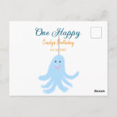 Ein glücklicher blauer Oktopus unter dem Meeresgeb Postkarte (Rückseite)