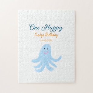 Ein glücklicher blauer Oktopus unter dem Meeresgeb Puzzle