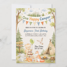 Ein glücklicher Camper 1. Geburtstag Junge Bär Wal