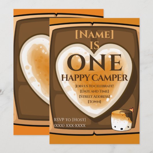 Ein glücklicher Camper Einladung (Vorne/Hinten)