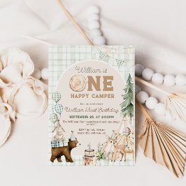 Ein glücklicher Camper Einladung zum ersten Geburt
