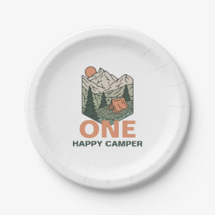 Ein glücklicher Camper erster Geburtstag Pappteller