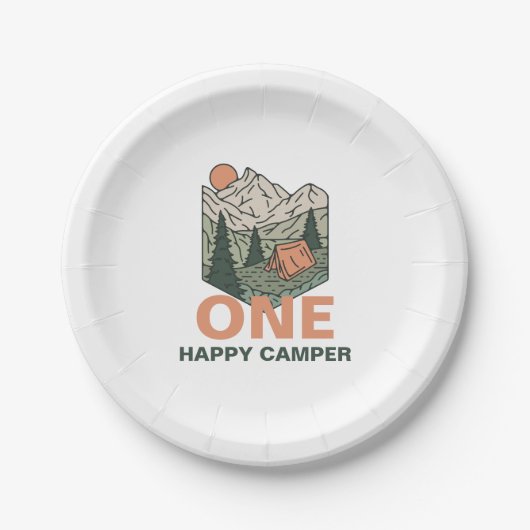 Ein glücklicher Camper erster Geburtstag Pappteller (Vorderseite)