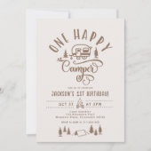 Ein glücklicher Camper Minimalistisch Camping 1. G Einladung (Vorderseite)