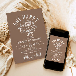 Ein glücklicher Camper Minimalistisch Camping 1. G Einladung