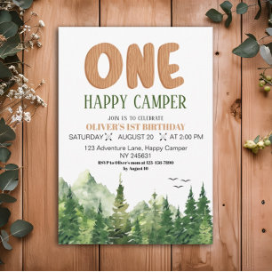 Ein glücklicher Camper Rustikaler grüner Wald 1. G Einladung