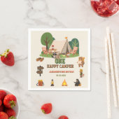 Ein glücklicher Camper Safari Wald 1. Geburtstag Serviette (Beispiel)
