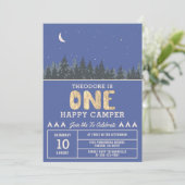 Ein glücklicher Camper unter den Sternen Sternenna Einladung (Stehend Vorderseite)