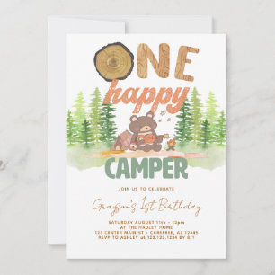 Ein glücklicher Camper Wald-Einladung Einladung