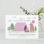 Ein glücklicher Camper zum Geburtstag Einladung (Stehend Vorderseite)