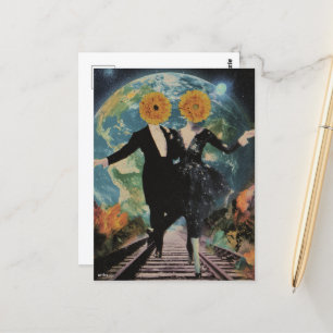 Ein glücklicher Couple Dance Surreal Collage Postkarte